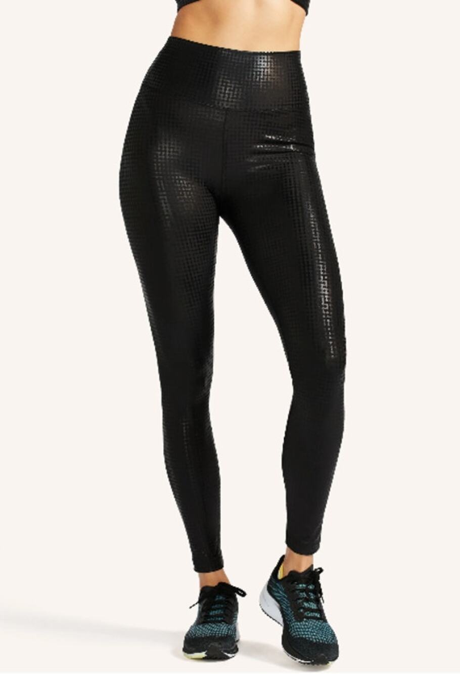 PELOTON Show Up Digital Foil Metallic High-Waist Legging Full-Length Black Sz XS
